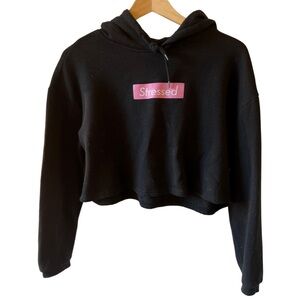 “Stressed” Cropped Hoodie M